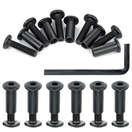 Xrfoiniu 200 Sets Black M6x25mm Binding Post Screws Rivet Socket Cap Connecting M6 Bolts Cap Nuts Hex Drive Socket Cap Bolts with 2Pcs Hex Wrench (200, M6x25mm)