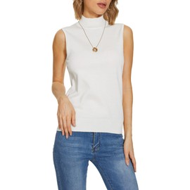 INKOFF Sleeveless Mock Neck Tops for Women Knit Sweater Turtleneck Soft Basic Vest Tank Lightweight XXL