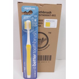 World Wide Daily Toothbrush MEDIUM - 12 Pack  XL Tapered V ARC Bristles- YELLOW