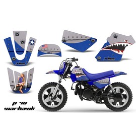 AMR Racing Kit de gráficos para moto de cross MX compatible con Yamaha PW50 1990-2020 – P-40 Warhawk azul plateado