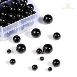 BEADNOVA 4-10mm Natural Black Onyx Round Beads for Jewelry Making (340pcs)
