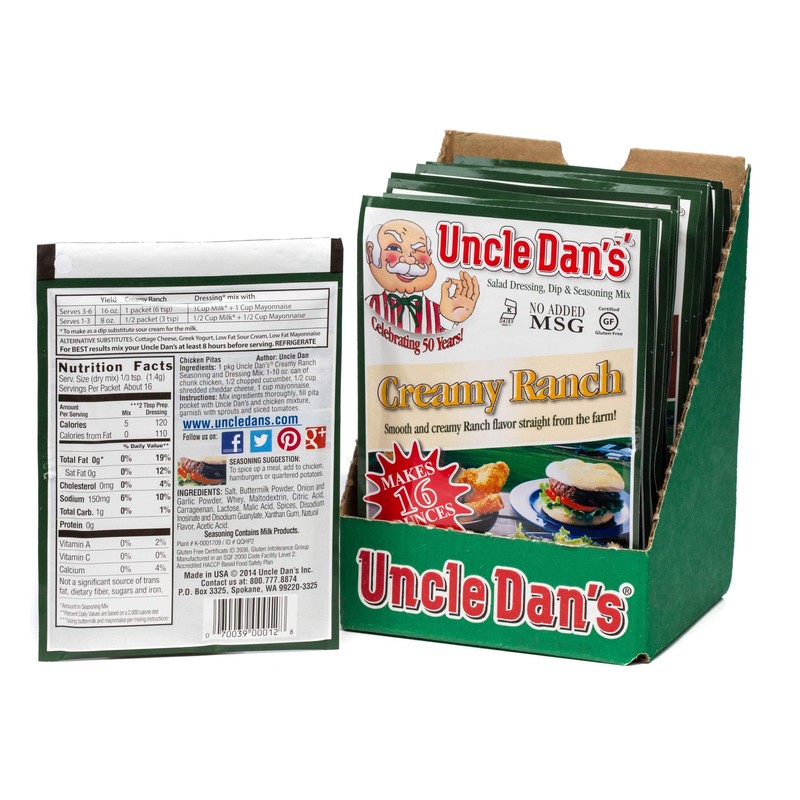 Uncle Dan’s, Creamy Ranch | Singles Packet – 0.75oz (Pack