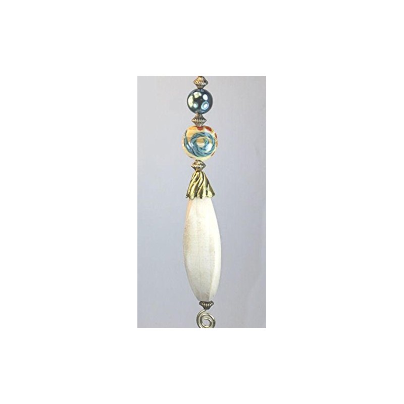 Long Blonde Light Wood with Cream & Metallic Green Iridescent