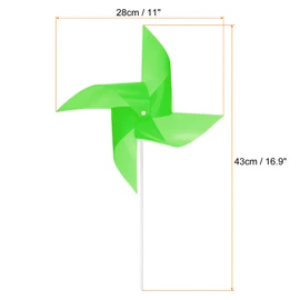 sourcing map 25pcs Windmills for the Yard Garden 17" x 11" 4 Leaves Pinwheels Wind Mills Spinners Windproof Waterproof Bird Devices with Stakes for Patio Decor, Green
