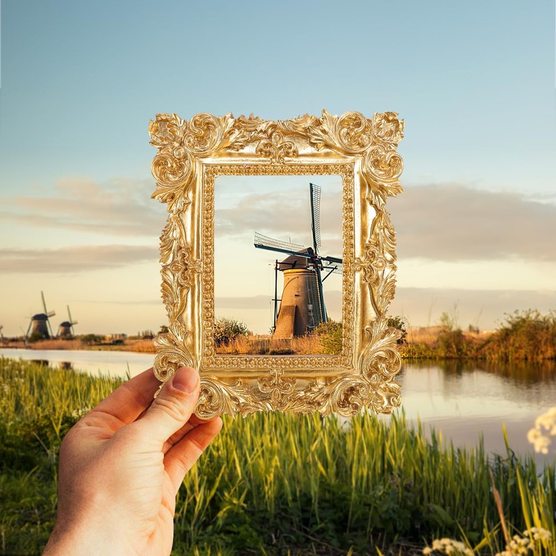 Cabilock 1 Set 4 Pcs Photo Frame Props Gold Picture