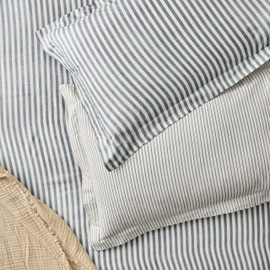Yard Hebden Melange Stripe Cotton Pillowcase Pair, Navy