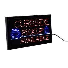 Alpine Industries Neon LED Curbside Pickup Sign for Business - Electronic Lighted Board w/Two Display Modes - for Restaurants, Cafes, Diners (Rectangular, 19" x 10")