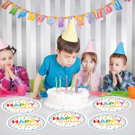 HiEnjoin 50PCS Colorful Dots Birthday Plates, Rainbow Polka Dot Dessert Plates Disposable Tableware Party Supplies for Birthday Parties Decoration