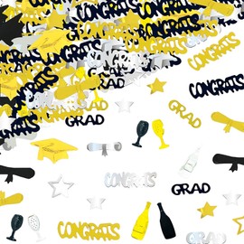 Graduation Decorations Confetti 2025,30g Gold Black Sprinkles Metallic Foil Congrats Grad Confetti 2025 Star Cap Diploma for Home College Senior High School Prom Party Table Scatters