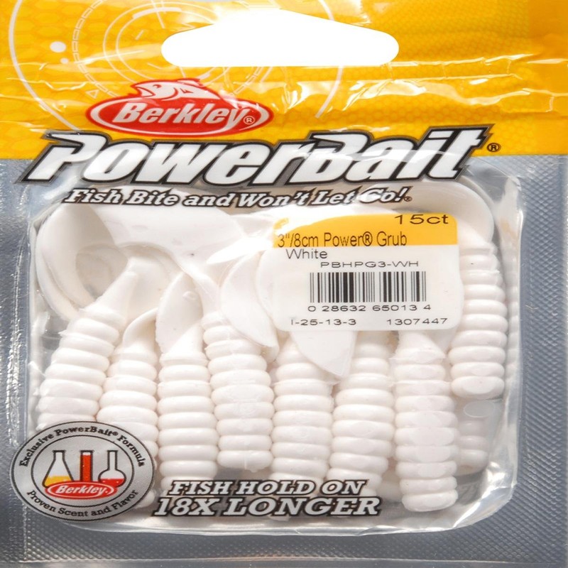 Berkley PowerBait Power Grubs White, 3" (15 Count)