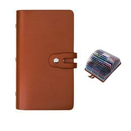 1PC Credit Card Organizer Business Card Holder,Card Book Holder Business Card Organizer,Business Card Organizer Credit ID Card Organizer,Business Card Holder Organizer Book with 96 Card Slots,Brown