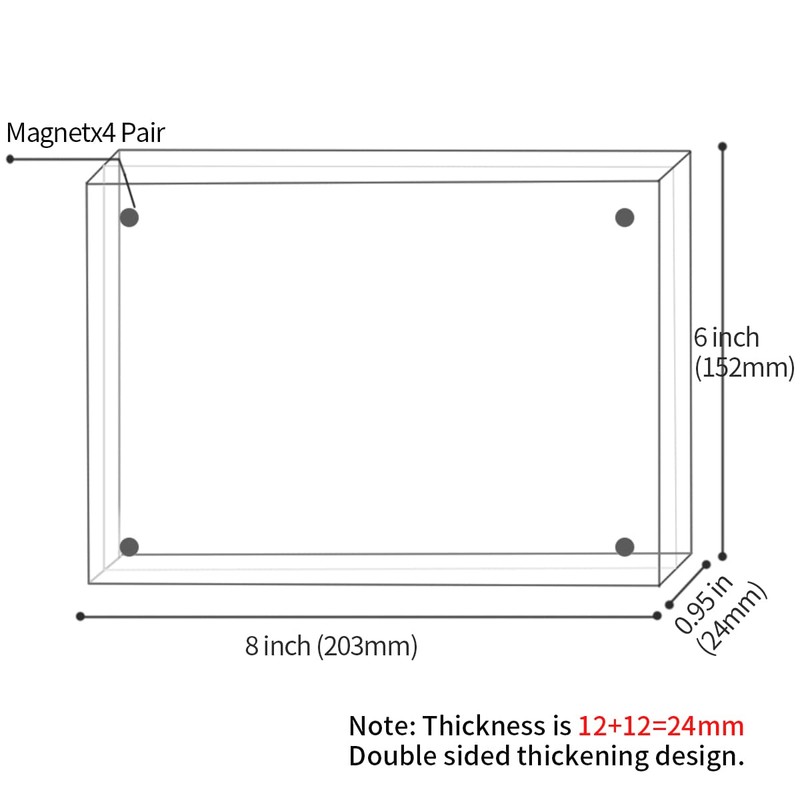 Sezanrpt Acrylic Picture Frame 6x8 Inches, High Transparent Magnetic Photo