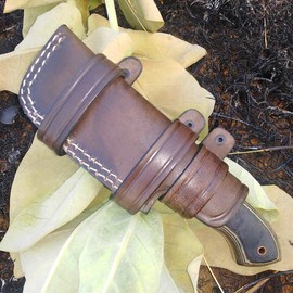 Ottoza Handmade Small Knife Sheath - Leather Knife Sheath LEFT HAND Bushcraft Knife Sheath - Hunting Knife Sheath - Survival Knife Sheath - Horizontal Carry Dark Brown TOP GRAIN LEATHER No:129