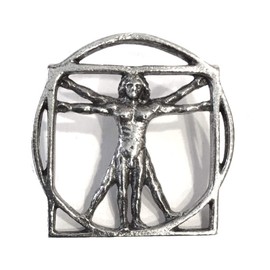 Westair Davinci Vitruvian Universal Man Pewter Pinback Pin Badge Tie Tack 1.1H