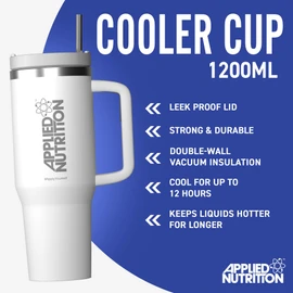 Applied Nutrition - Cooler Tumbler Cup - High-Efficiency Insulation - Best Beverage Retention - Ultimate Convenience - Durable Design - (1.2 Liters - White)
