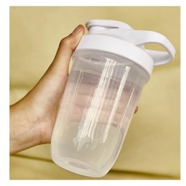 CHNLML Protein Shaker Bottle 400ML/16Oz w. Shaker Ball for Protein Shake, Shaker Bottle with Mixing Ball, Leak-Proof, BPA-Free, for Gym, Workout, Juice Mixer (White/Clear, 16Oz-400ML-1Bottle)