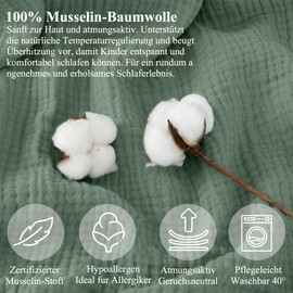 Hook Children's Bed Linen 135 x 100 cm, 2-Piece Certified & Suitable for Allergy Sufferers (Green, 135 x 100 cm)