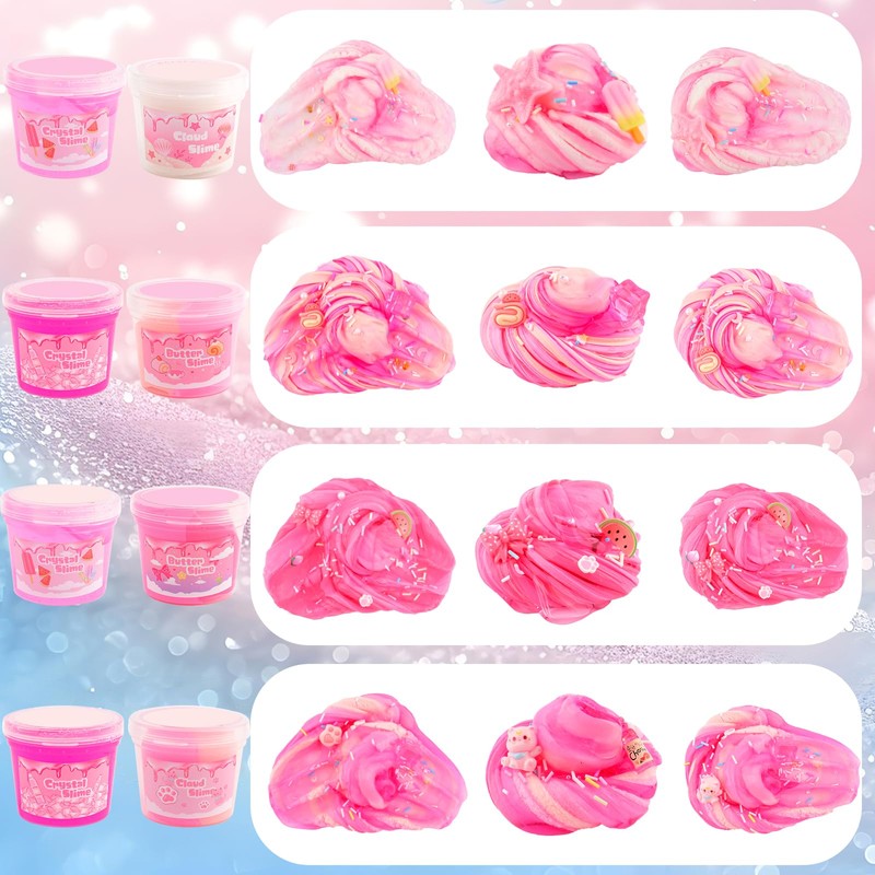 Set di 6 slime rosa per bambini, burro Slime, Cloud