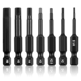 7-Piece Hex Impact Wrench Bits Set, Long 50 mm, Hex Screwdriver, Magnetic Tip, High-Quality S2 Material, Wide Application (Black)