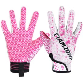 AIGEVTURE Youth Football Gloves Wide Receiver Best Gifts Kids Flag Football Receiving Gloves Boys Girls Pink Large