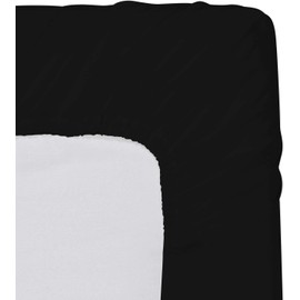 Comfortica Classics 100% Egyptian Cotton 600 Thread Count, Black Queen Fitted Sheet with Elastic All Around, Soft & Silky Sateen Weave - Fits Mattress Upto 18 inches