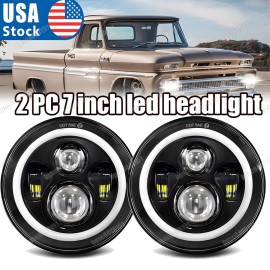 Unbranded Pair For Chevy C10 C20 Pickup LUV Camaro Nova7" Round LED Headlights Hi/Lo Beam