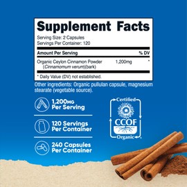 Nutricost Cinnamon Capsules (240 Capsules) 1200mg per Serving - Gluten-Free