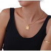 Initial Necklace for Men Women Gold Figaro Chain Stainless Steel