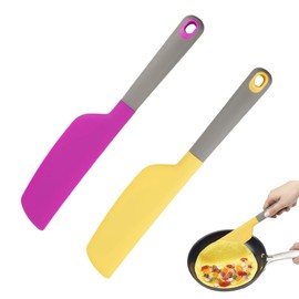 DOERDO 2Pcs Silicone Omelette Spatula Kitchen Omelet Turner Nonstick Cookware for Kitchen Omelet Pancake, 2x13Inch