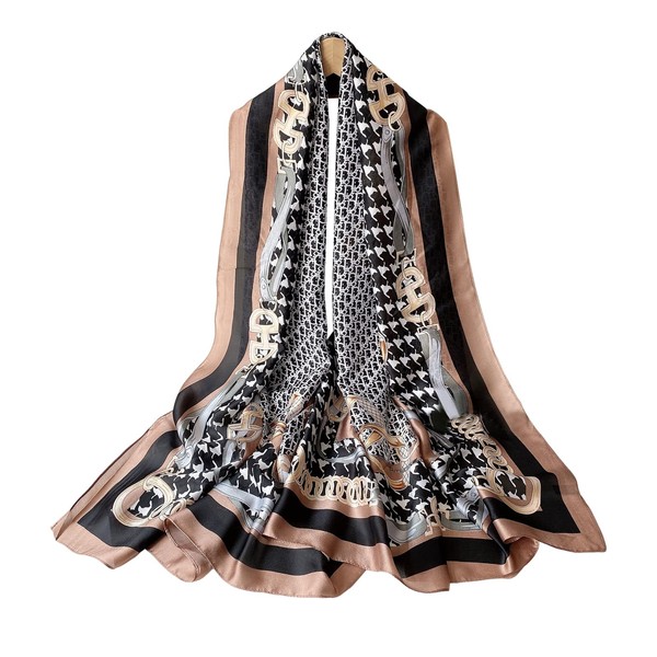 LumiSyne Silk Scarf Women's Animal Print Peacock Horse Painting Pattern