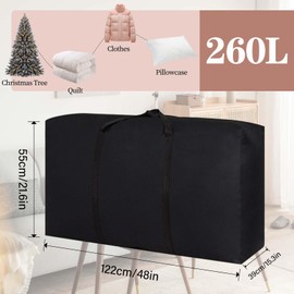 SuQurtom 260L Extra Large Storage Bag, 210D Thickened Waterproof Dustproof Duvet Storage Bag, Sturdy Oxford Material Underbed Storage Bags for Bedding, Clothes, Moving Home (122 * 39 * 55cm)