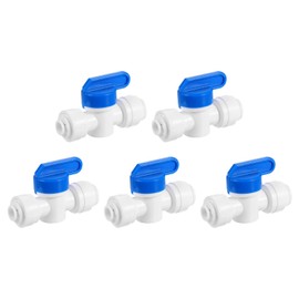 sourcing map 3Pcs Push to Connect Fittings, 1/4" OD x 3/8" OD Air Hose Fittings Tube&Hose&Pipe Quick Connect Fitting Plastic Ball Valve with Handles for RO Water System, White+Blue (6-10mm)