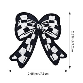 12PCS Bow Patches Bow Embroidered Applique Western Punk Sew On Patch Cute Sewing on Decorative Patch for DIY Clothing Hats Bags Jacket Jeans (2.95IN, Black White)