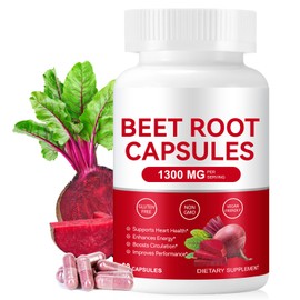 Organic Beet Root Capsules – 1300mg Beetroot Powder for Natural Energy & Endurance Support, Boost Athletic Performance,Organic Beet Root Supplement,Supports Heart Health,30-Day Supply