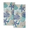 Ocean Blue Coral Hand Towels Set of 2 Nautical Coastal