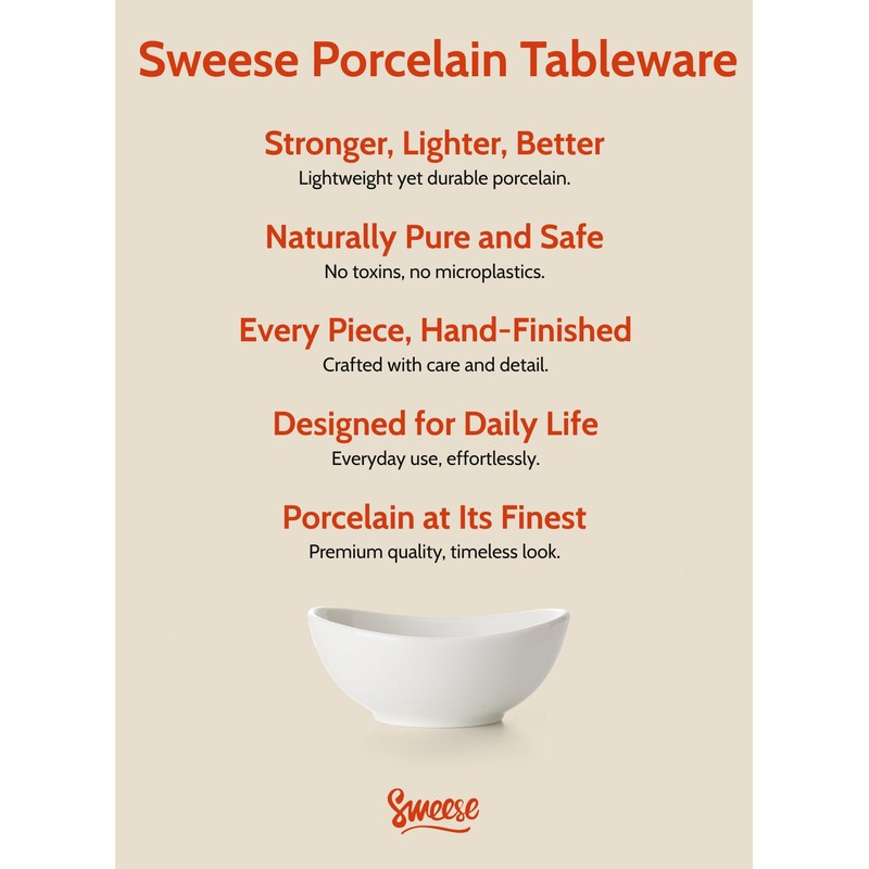 Sweese 4 oz Very Small White Porcelain Bowls - Set