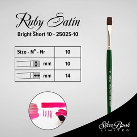 Silver Brush Limited 2502S Ruby Satin Bright Brush for Fluid and Flow Acrylics, Size 10, Short Handle