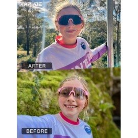 KAPVOE Kids Baseball Glasses Photochromic Youth Sports Sunglasses Softball Cycling Running Boys Girls Age 3-14 - K9035