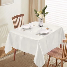 Horbaunal Ivory Satin Tablecloth 54 x 54 Inches Square Table Cloth Bright Silky Table Cover Overlay Dining Tablecloths for Wedding Party Banquets