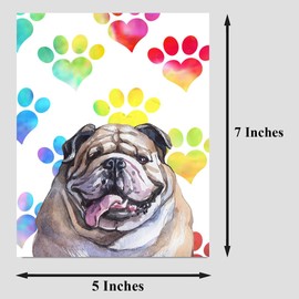 English Bulldog Greeting Card, Card for Wife Husband Boyfriend Girlfriend Dog Mom Dad, Card for Him Her Friend Brother Sister, Watercolor Cards with Envelopes, Sympathy Card Loss of Dog, Cute Dog Card (5x7")