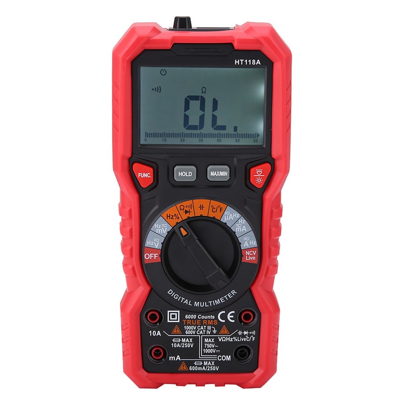 HT118A Handheld Digital Multimeter AC/DC Volt Amp Ohm Capacitance Hz