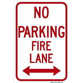 12"x18" No Parking - Fire Lane Sign with Double Arrow., Sign Material=E.G. Reflective on Aluminum