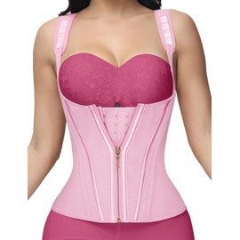 SHAPSHE Waist Trainer for Women, Tummy Control Sports Girdle, Workout Body Shaper with Adjustable Shoulder Strap Pink