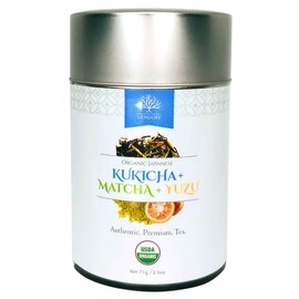 Japanese Green Tea USDA Certified Organic Kukicha With Matcha Infused with Yuzu, Perfect For Making Hot Tea or Iced Tea | Eco -Friendly Tin Can be Recycled