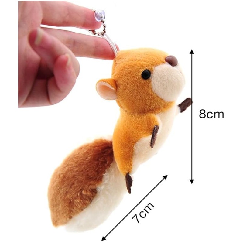 Calsgkspray Brown Cartoon Squirrel Plush Keychain, Key Ring Backpack Stuffed