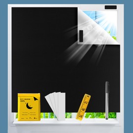 CyanCloud Blackout Blind 145 x 300cm 420D Black Out Fabric Portable Blackout Blinds Easy Stick On Window for Home Office Nursery Bedroom Car No Drill Travel Blackout Blind