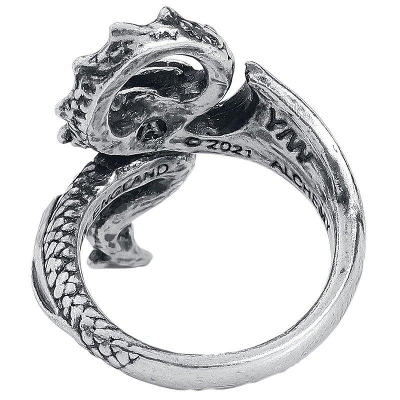 Alchemy Gothic Dragon's Lure Ladies Ring Colour Silver L-XL Pewter,