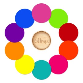 HOXHA 60Pcs 6 Inch Dry Erase Dots Circles, 10 Colors Removable White Board Markers Wall Decal Spots Set for Classroom, Office, Home Table & Desk