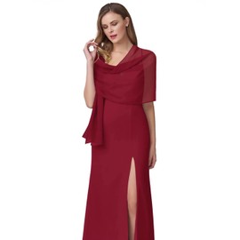 Juweniz Women's Chiffon Shawls Wraps Scarves for Bridesmaid Wedding Evening Prom Party Special Occasion Dresses Burgundy 90" x 20"