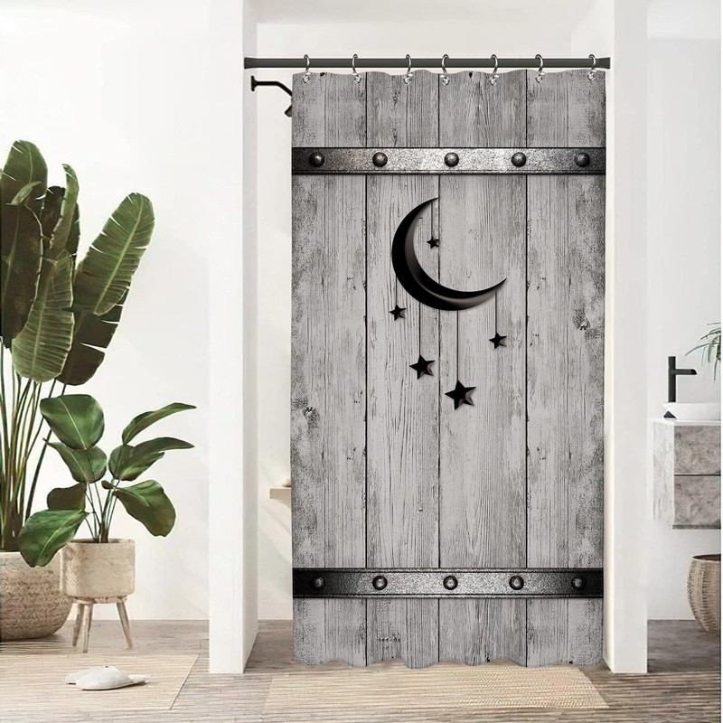Yookeb Stall Barn Door Bathroom Shower Curtain 36W by 71H